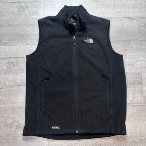 The North Face Vest Mens Large Black WindWall Fleece Full Zip Pockets Outdoor